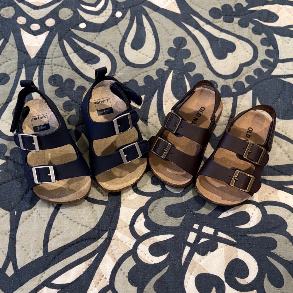 Carter's Kids Sandals - Navy and Brown Buckle Design